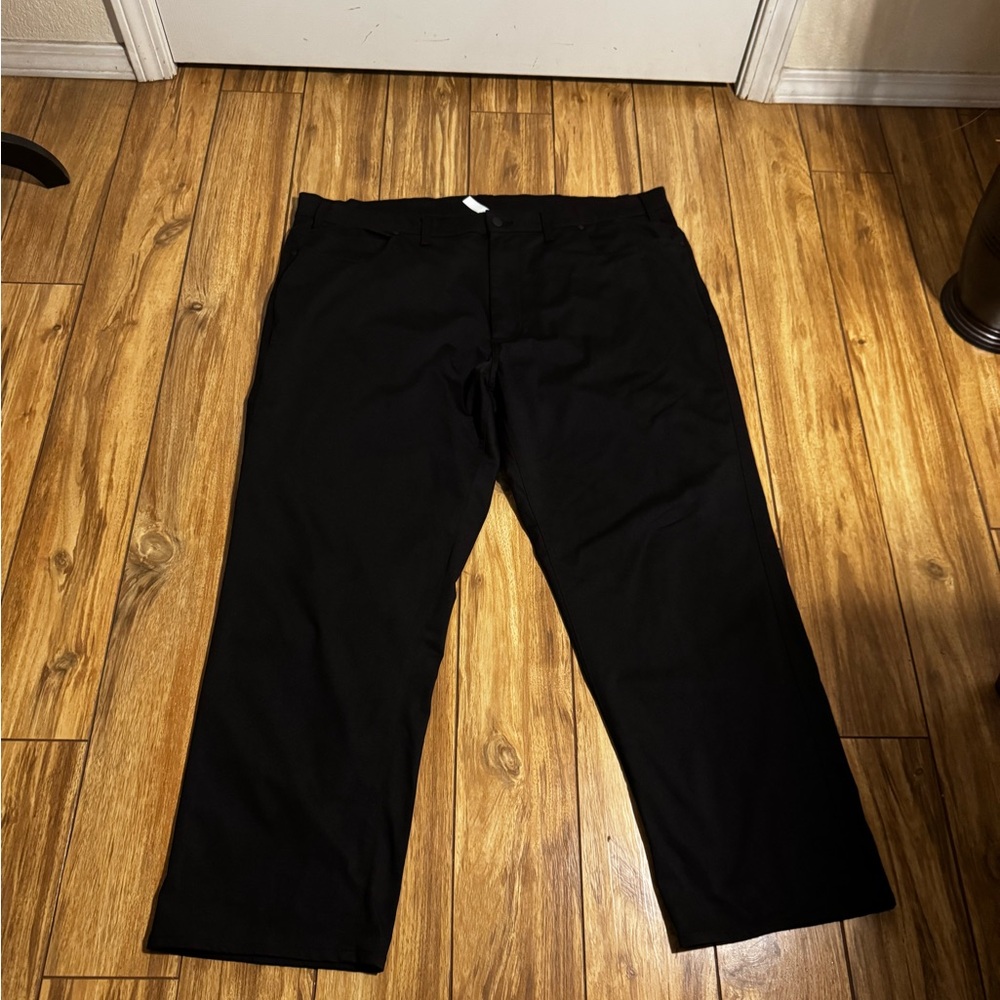 Black Straight-Leg Dress Pants Solid Fabric women's size waist 48 and inseam 30